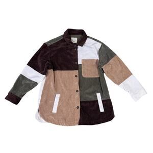 Stoosh Colorblock Corduroy Button Up Shacket Shirt US Womens L